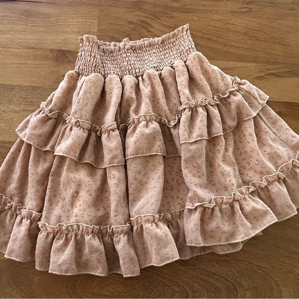 Altar'd State Dusty Rose Ruffle Tiered Mini Skirt Size XS